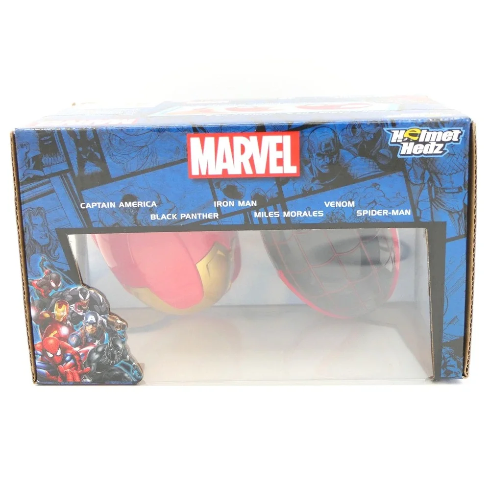 Jam'N Helmet Hedz Marvel Friction Vehicles Iron Man & Miles Morales 2 Pack Toys